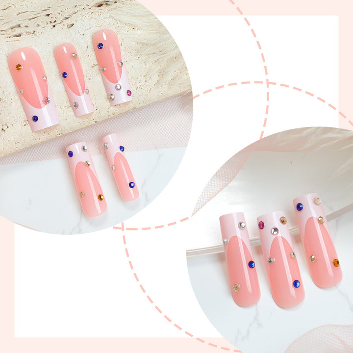 Elegant Decorative Press-On Nail Set with Gem Accents Bowlift
