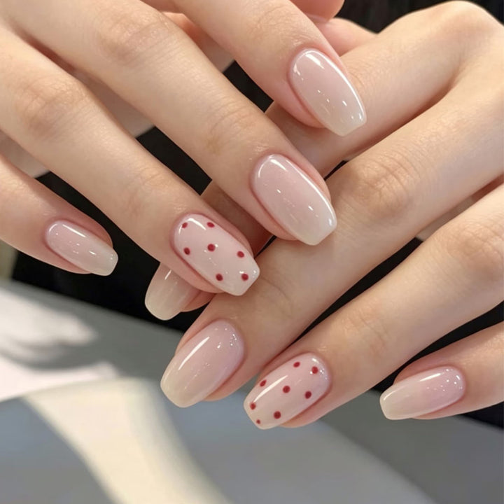 Artistic Press-On Nails with Elegant Polka Dot Design Bowlift