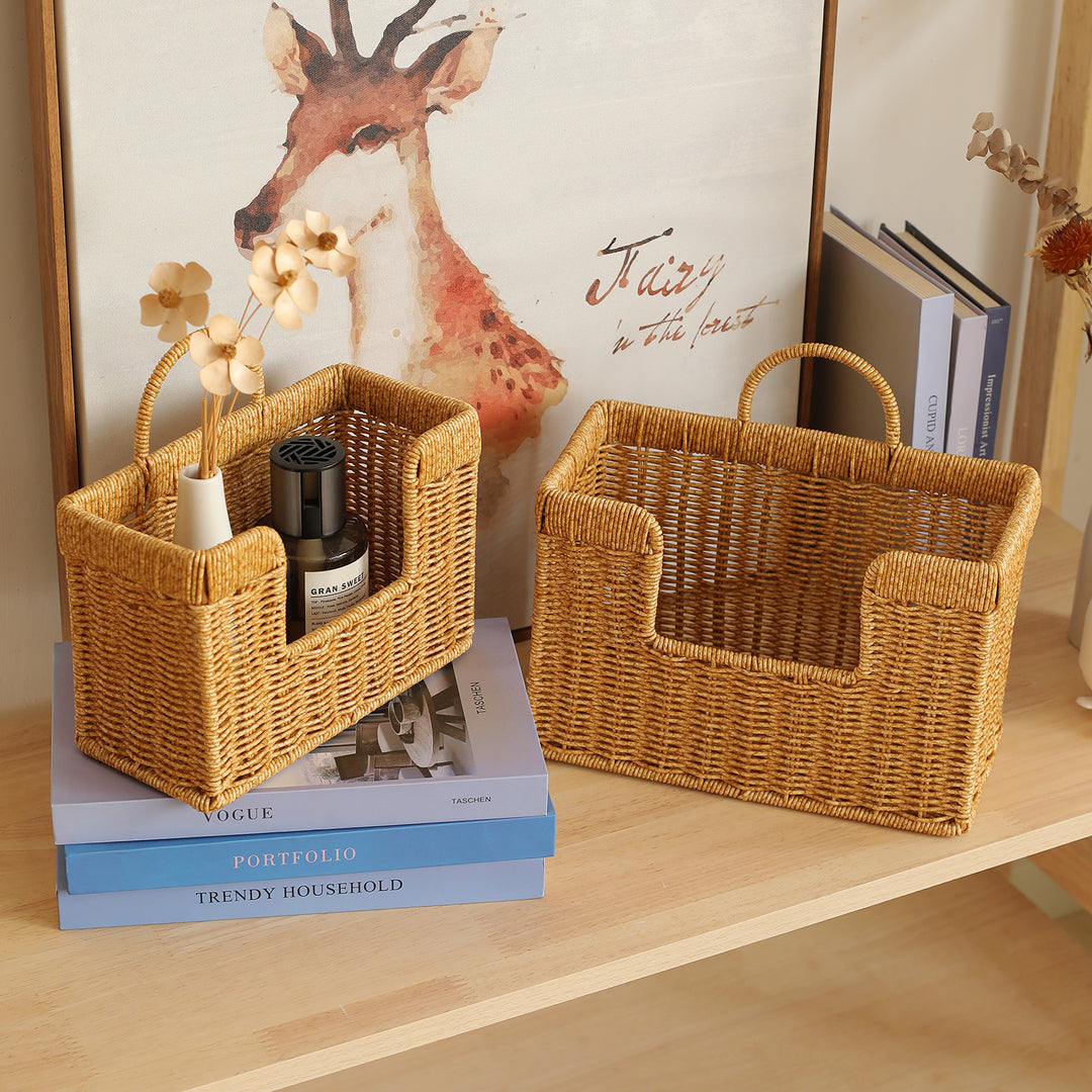 Unisex Handwoven Storage Basket with Practical Carrying Handle Bowlift