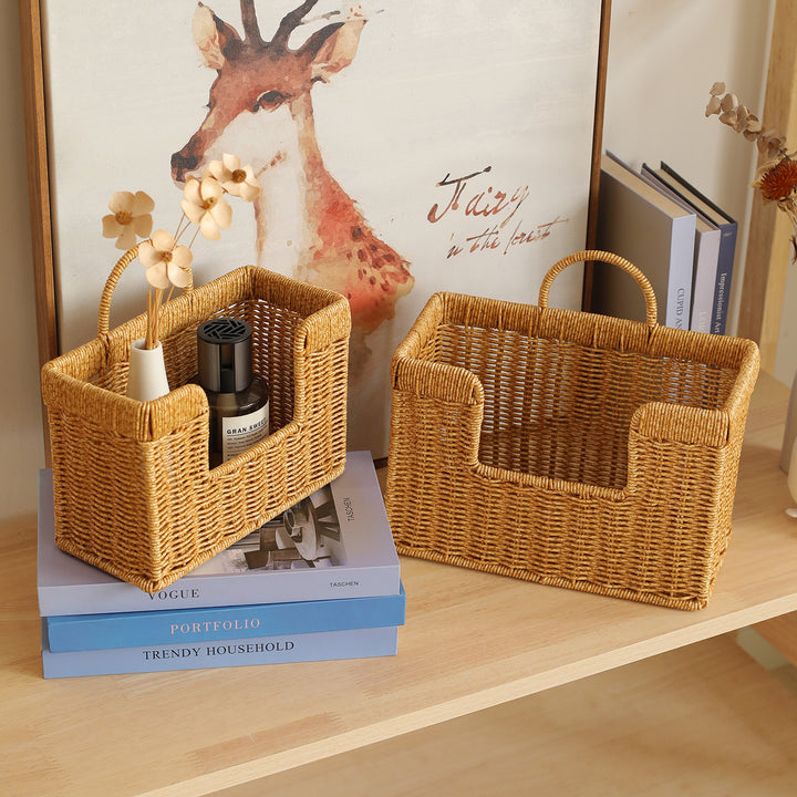 Unisex Handwoven Storage Basket with Practical Carrying Handle Bowlift