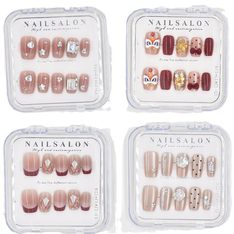Glamorous Heart-Themed Press-On Nail Set Bowlift