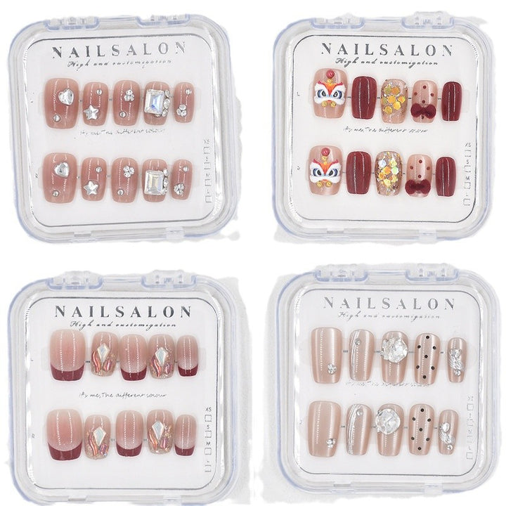 Glamorous Heart-Themed Press-On Nail Set Bowlift