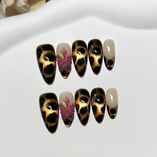 Artistic Stiletto Nail Tips with Floral Design Bowlift