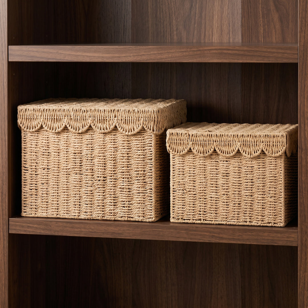 Decorative Woven Storage Chest with Lid Bowlift