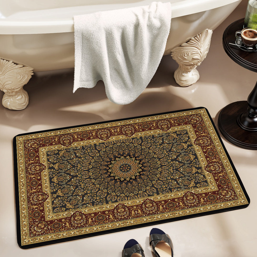 Vintage Floral Design Bath Mat Bowlift
