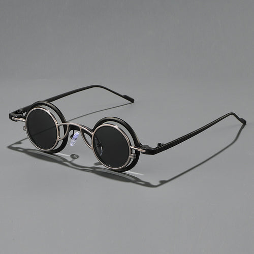 Women's Retro Round Sunglasses with Double Frame Bowlift