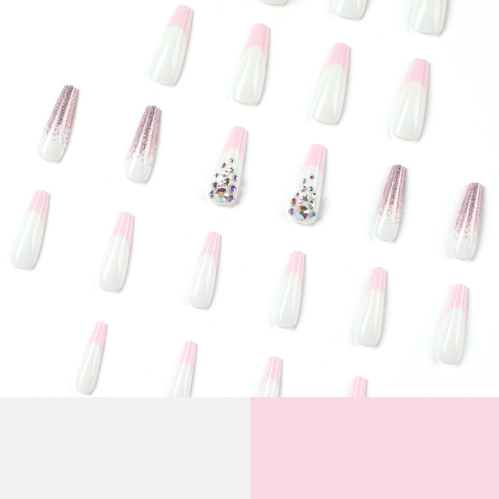 Artful Nail Extensions with Glitter and Rhinestone Decorations Bowlift