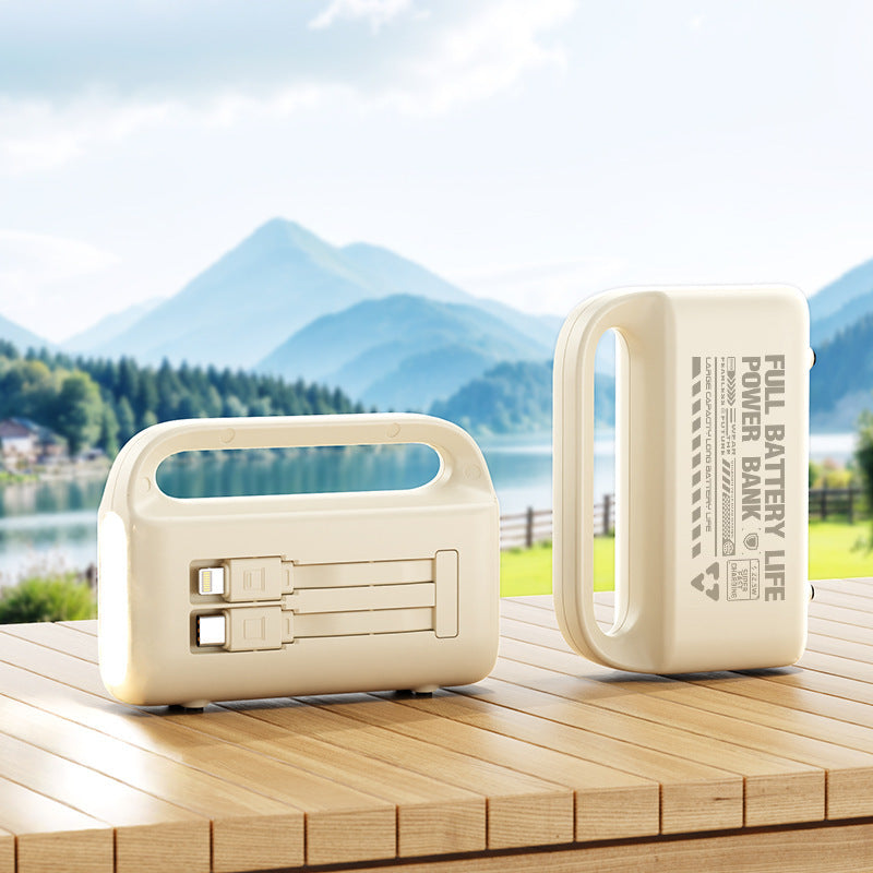 Portable power bank with integrated cable and ergonomic design Bowlift