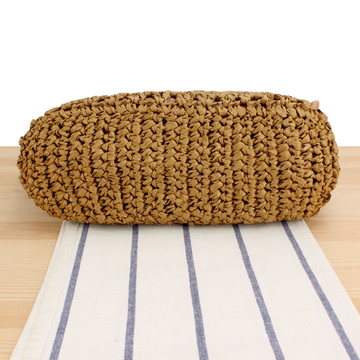 Beach Shoulder Bag Made of Natural Weave with Elegant Chain Decoration Bowlift