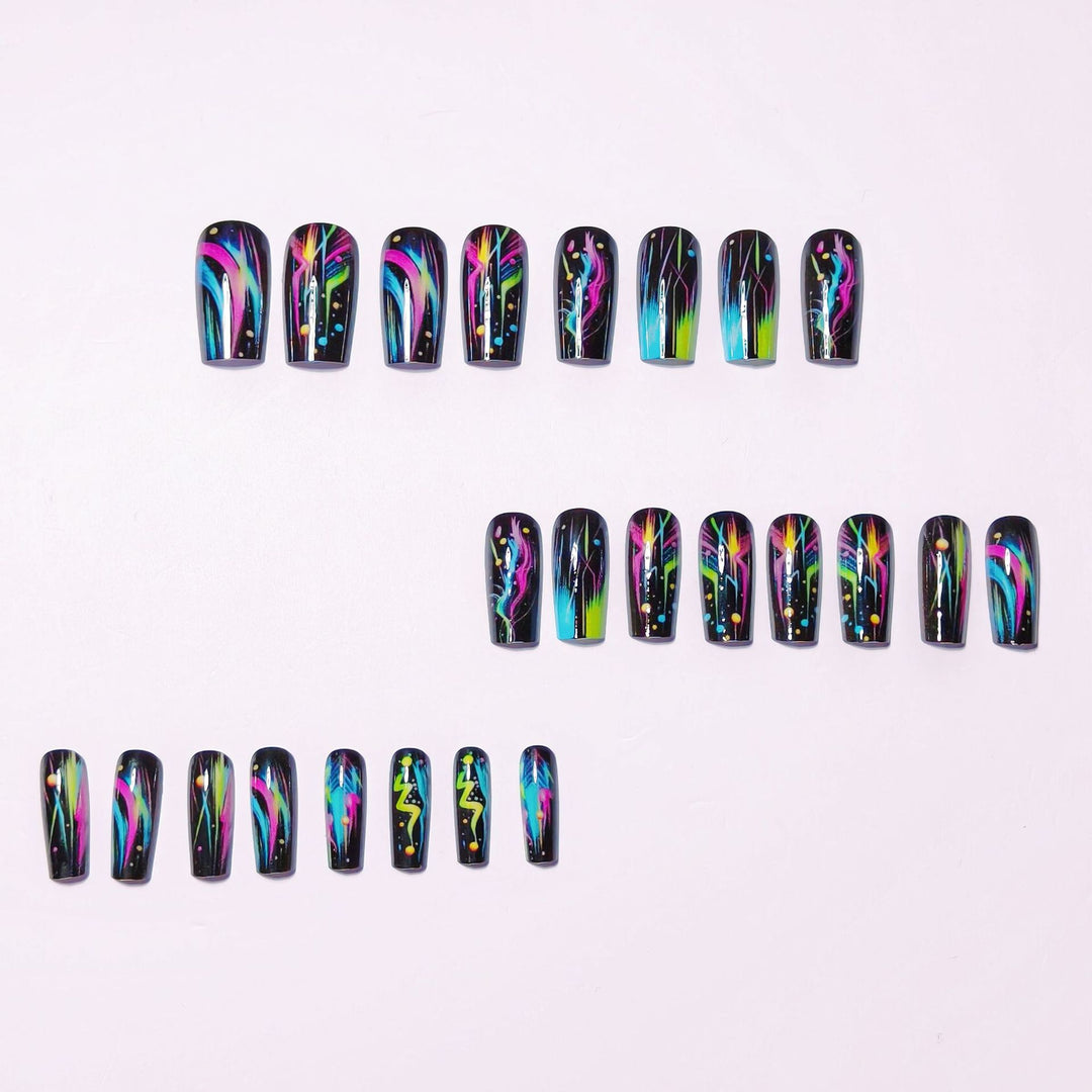 Creative artificial nails with luminous neon design Bowlift