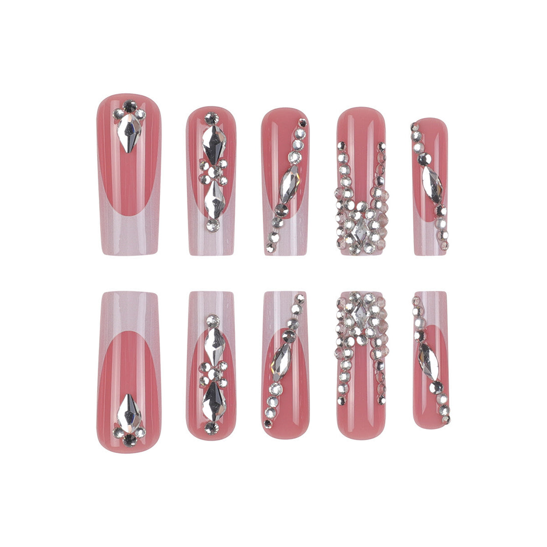 Decorative Rhinestone-Embellished Press-On Nails Bowlift