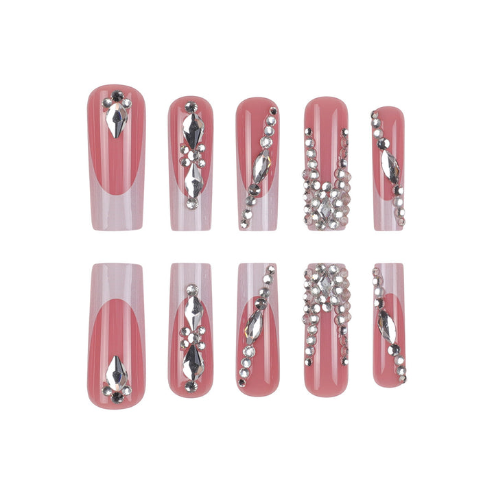 Decorative Rhinestone-Embellished Press-On Nails Bowlift