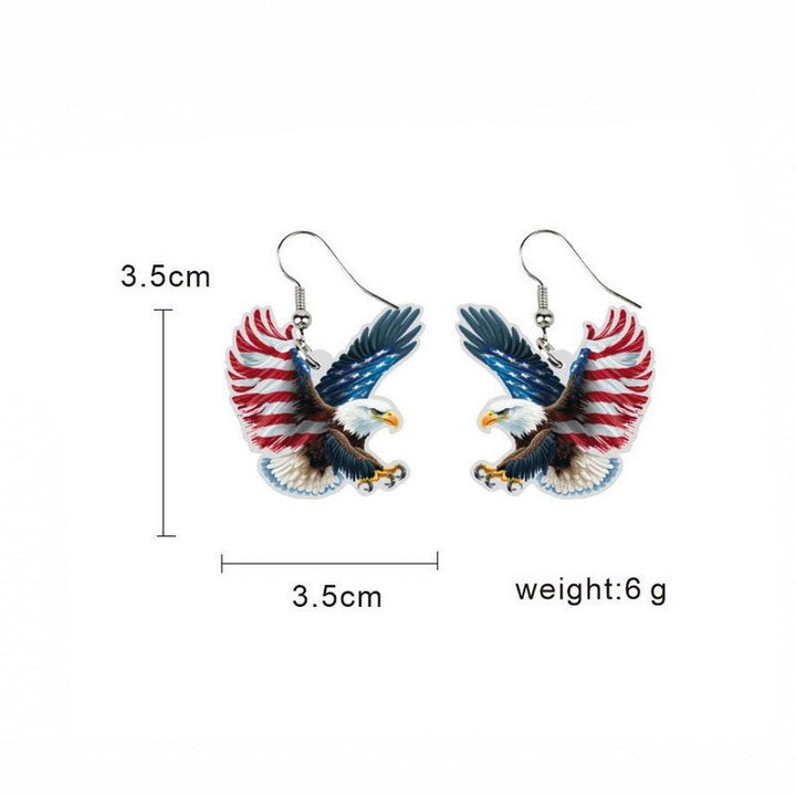 Ladies' lightweight wooden earrings in airplane jet design with patriotic motif and hypoallergenic fish hook Bowlift