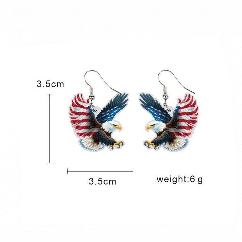 Women's handmade acrylic earrings can holder with patriotic flag motif and fish hook closure Bowlift