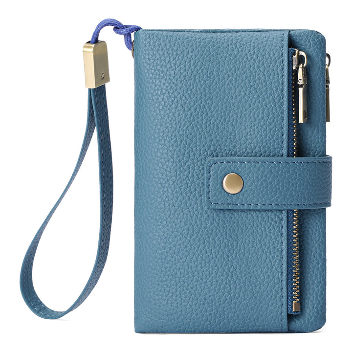 Compact Pebbled Leather Wristlet Wallet Bowlift