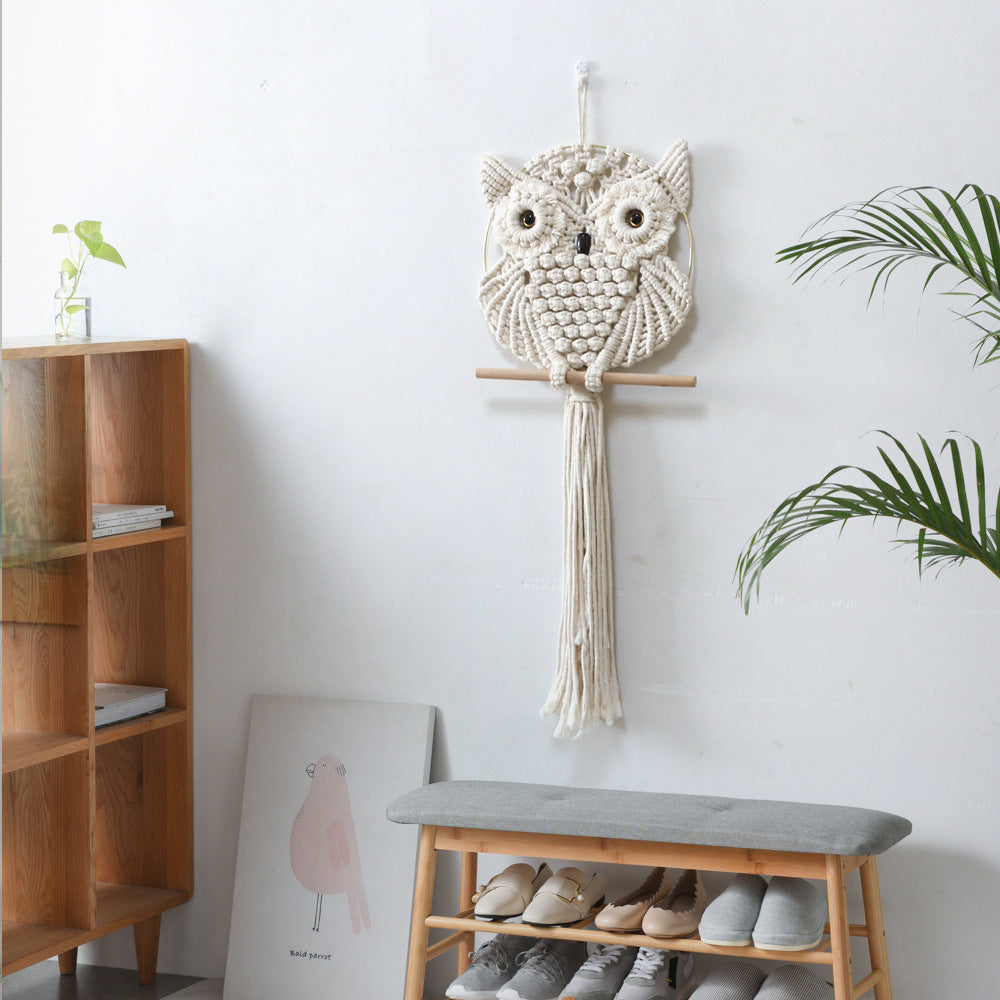 Artful Macrame Wall Hanging In Owl Shape Bowlift
