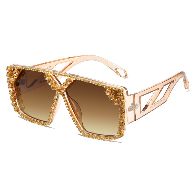 Women's Glamorous Oversized Sunglasses with Sparkling Frame and UV Protection Bowlift