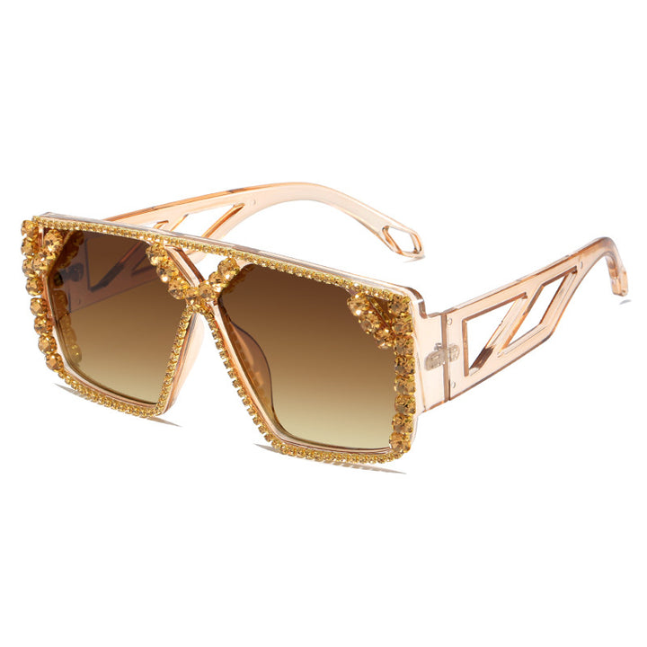 Women's Glamorous Oversized Sunglasses with Sparkling Frame and UV Protection Bowlift