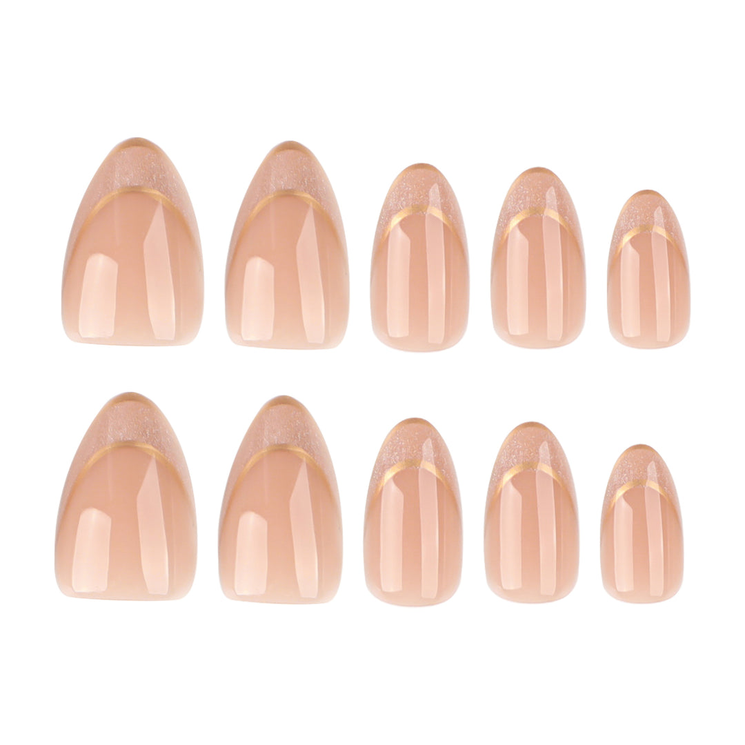 Elegant Gel Nails with Glitter and French Tip Decoration Bowlift