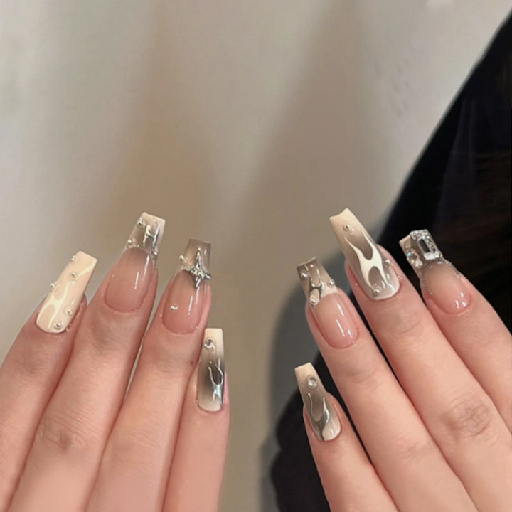 Artful nail extensions with trendy shine and design Bowlift