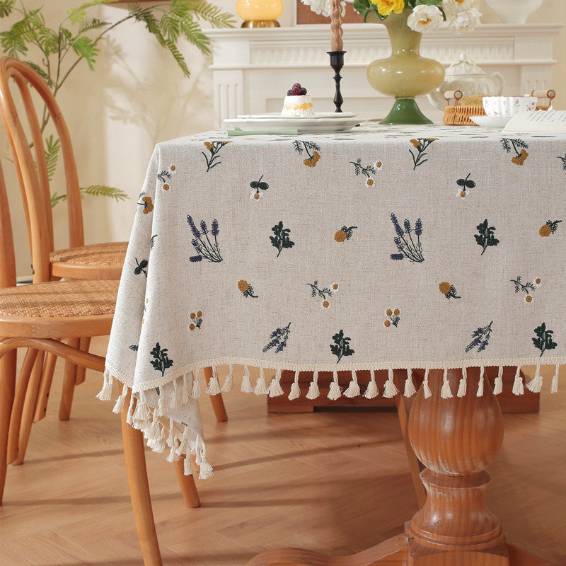 Embroidered Tassel Tablecloth