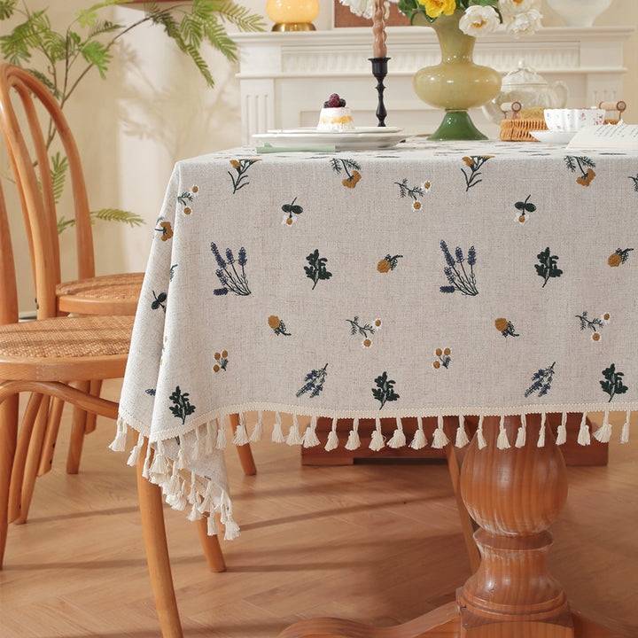 Embroidered Tassel Tablecloth