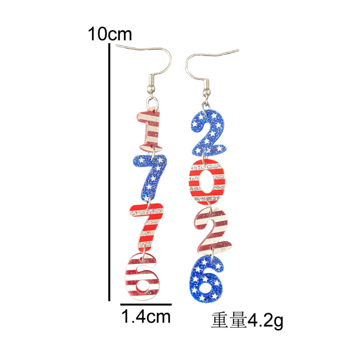 Women's nan glitter layered number cascade dangle earrings with French hooks Bowlift