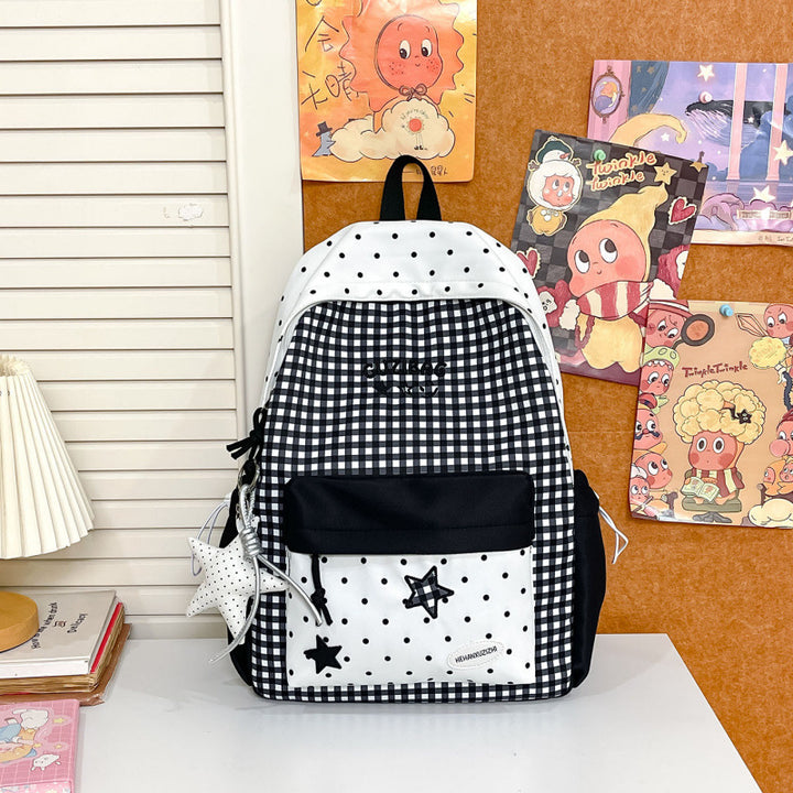 Stylish Gingham Pattern Backpack