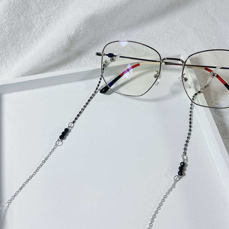 Elegant Glasses Holder Chain with Black Pearls Bowlift