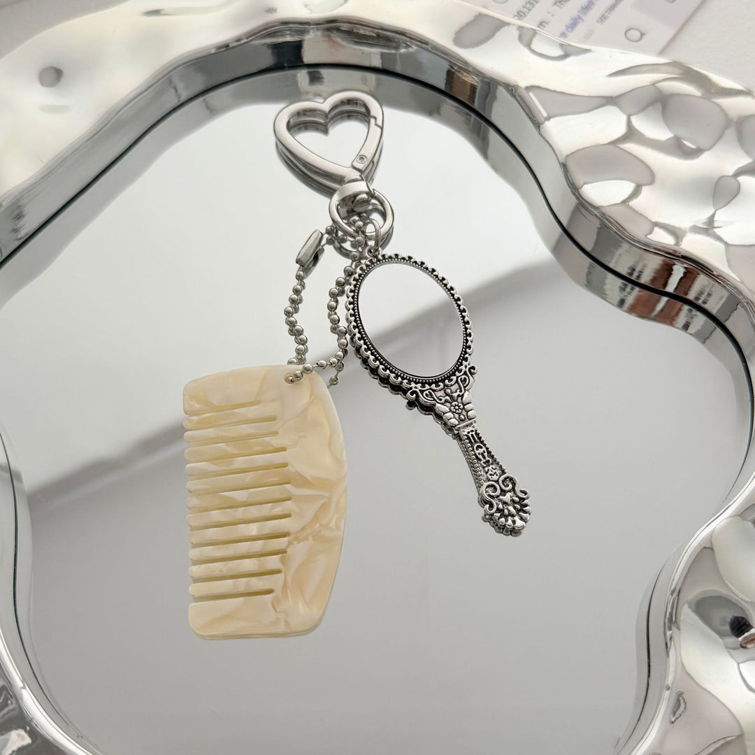 Charming Compact Mirror and Comb Keychain Bowlift