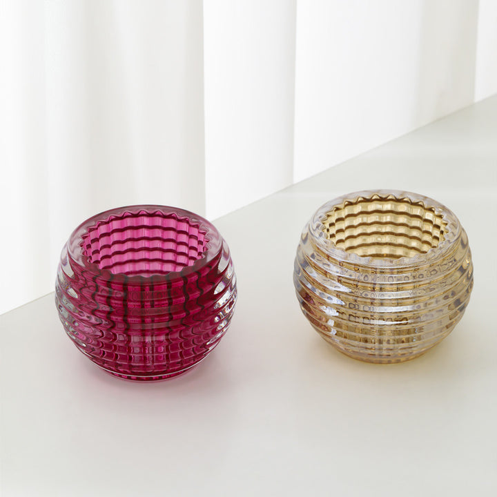 Round Ribbed Glass Votive Candle Holder for Tealights Bowlift