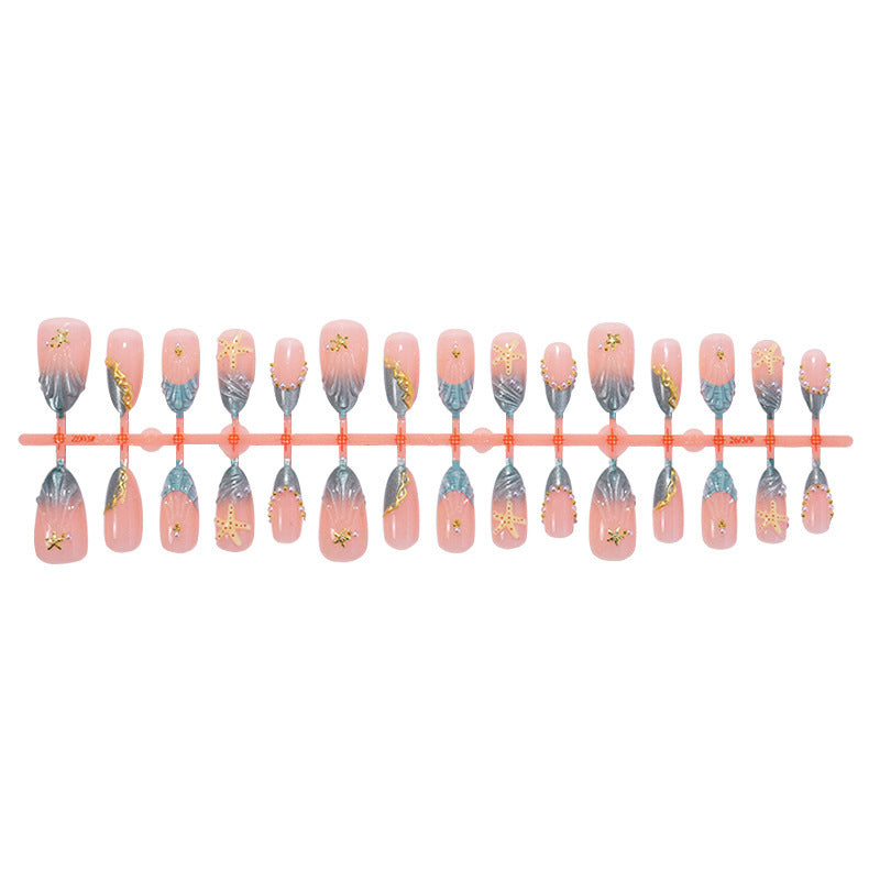 Artificial nail set with glamorous accents and delicate ombre effect Bowlift