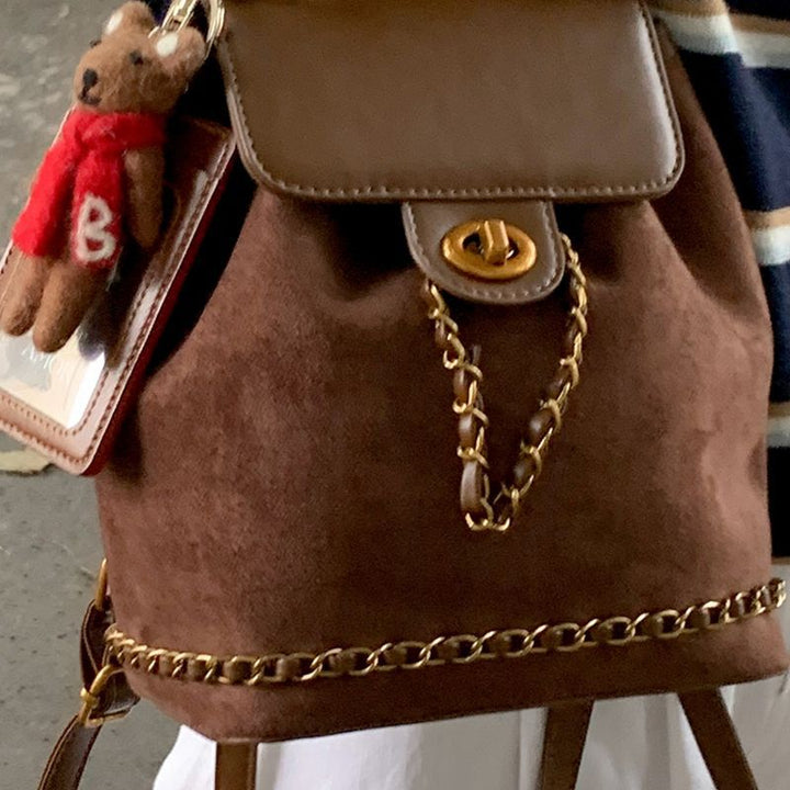 Stylish Suede Drawstring Backpack Bowlift