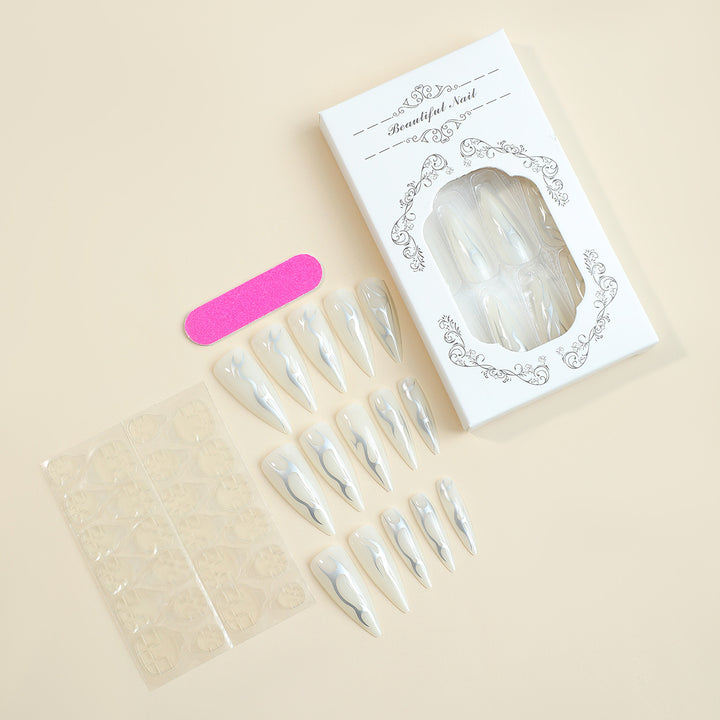 Creative nail set with pointed artificial nails and accessories Bowlift
