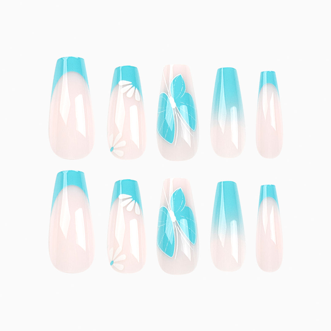 Artful nail art with ombre and flower decorations Bowlift