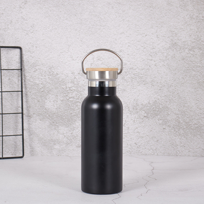 Women's Stainless Steel Water Bottle with Bamboo Lid and Carrying Handle Bowlift