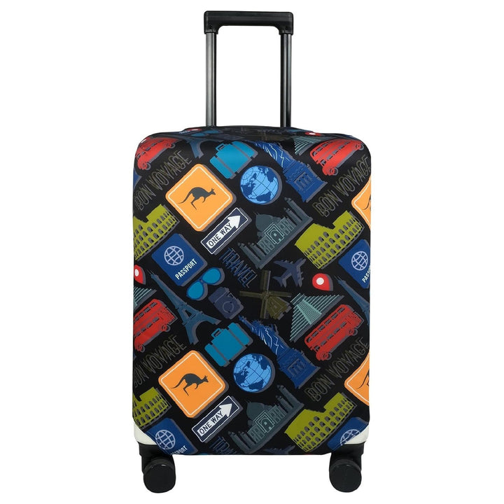 Unisex non-elastic suitcase cover with mandala motif, stretch protective cover for telescopic handle and wheels Bowlift