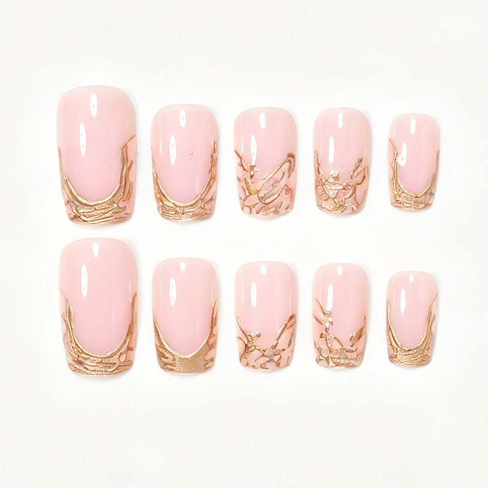 Elegant Marble Tip Acrylic Nail Set Bowlift
