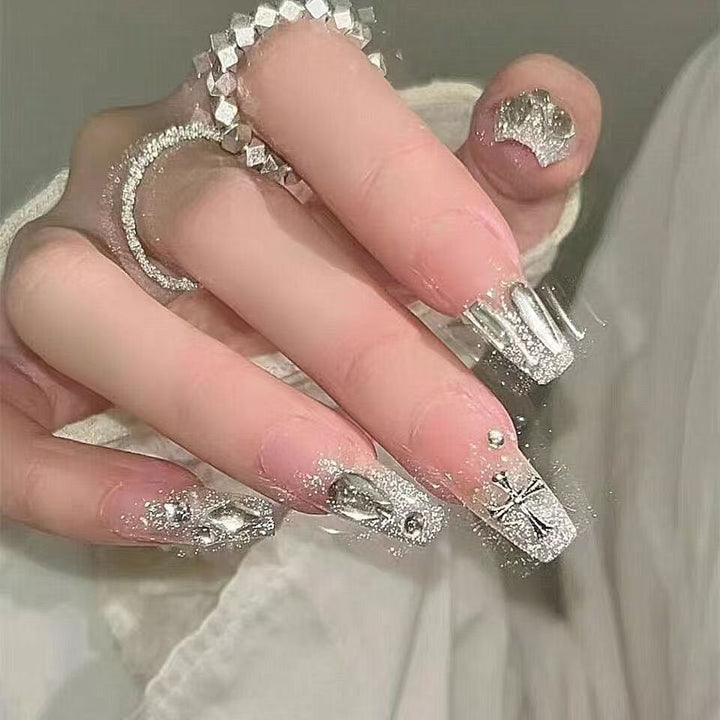 Decorative Gemstone Press-On Nail Set Bowlift