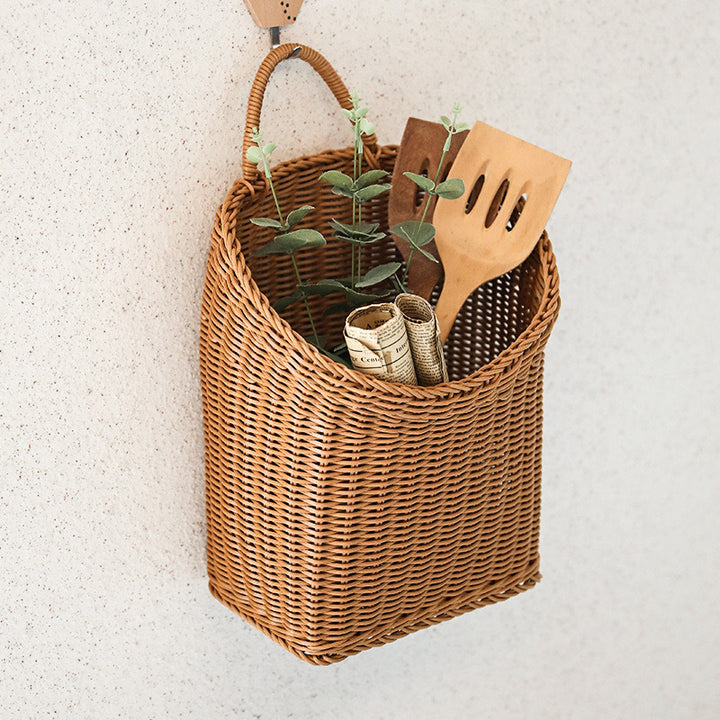Women Handcrafted Rattan Storage Basket with Handle Bowlift