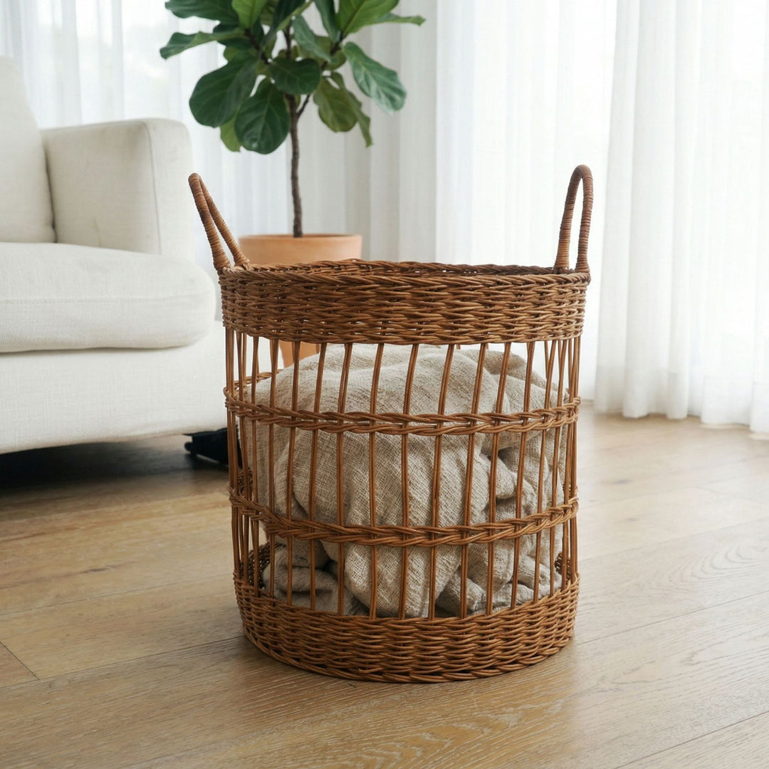 Handcrafted laundry basket made from natural rattan Bowlift
