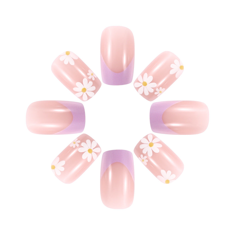 Floral French Tip Press-On Nails Bowlift