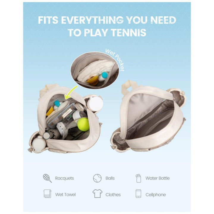 Premium Quilted Tennis Racket Backpack Bowlift