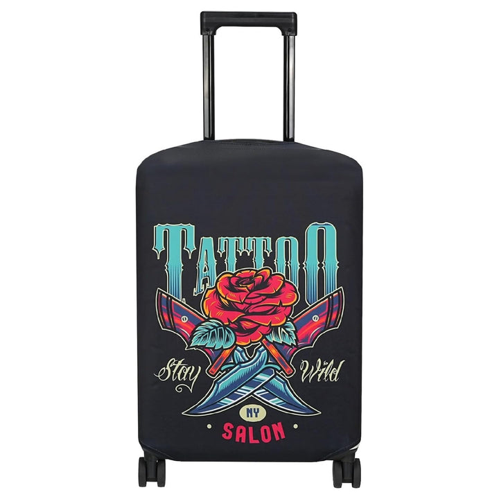 Unisex non-elastic suitcase cover with mandala motif, stretch protective cover for telescopic handle and wheels Bowlift