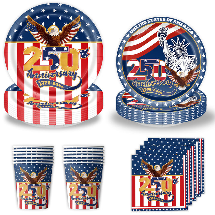 Unisex decorative paper napkins set anniversary motif USA square disposable Bowlift