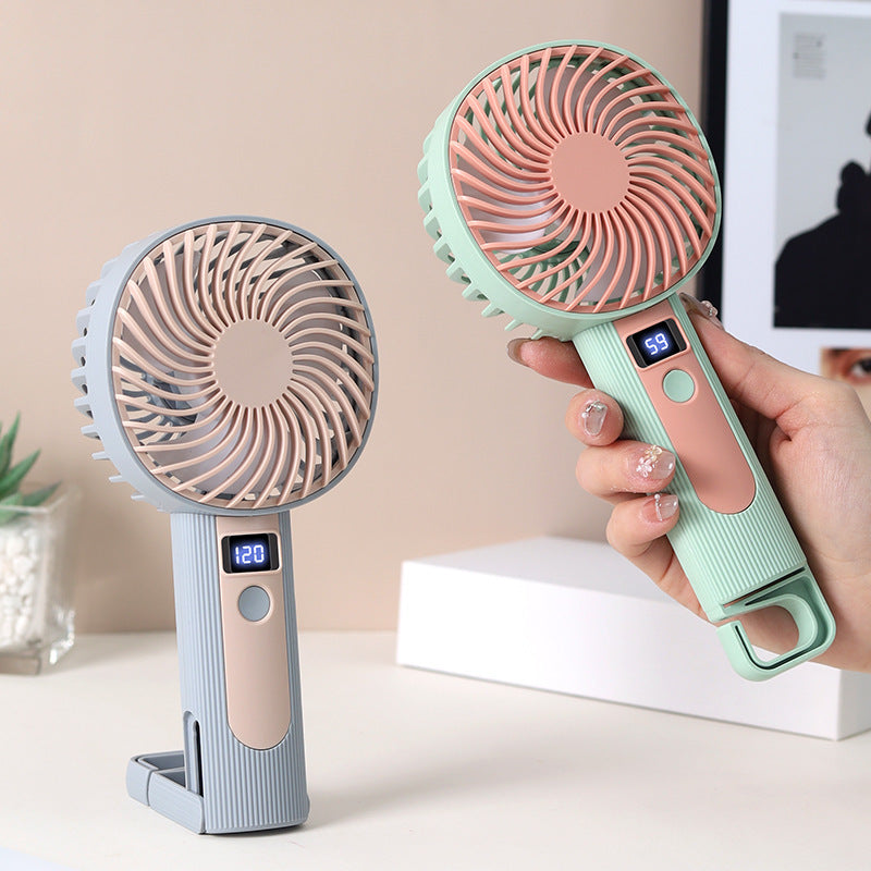 Ladies Portable Hand Fan with LED Display Bowlift