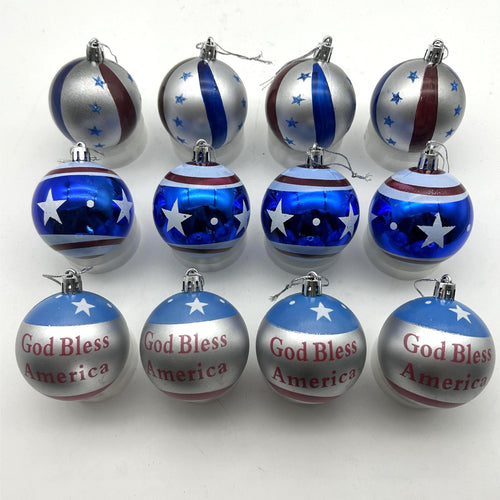 Unisex nan patriotic glass Christmas bauble set with glitter effect and inscription Bowlift