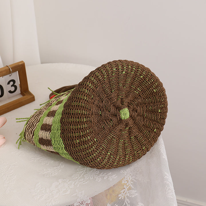Handmade basket bag with cheerful garden design Bowlift
