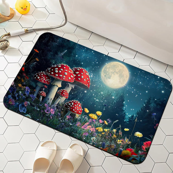 Floral-Patterned Comfort Bath Mat Bowlift