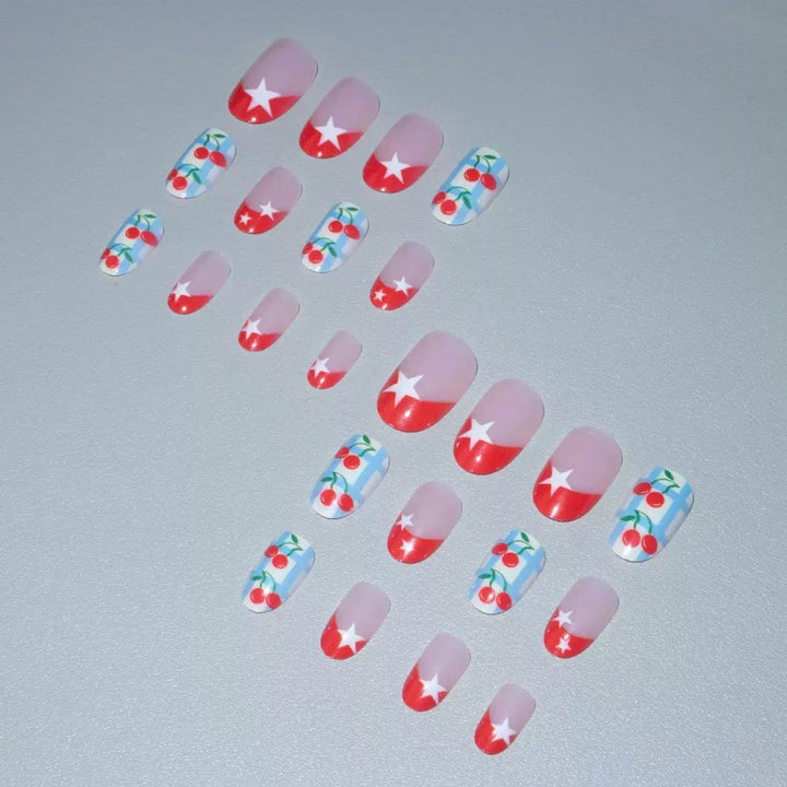Creative art nails with cherry design Bowlift